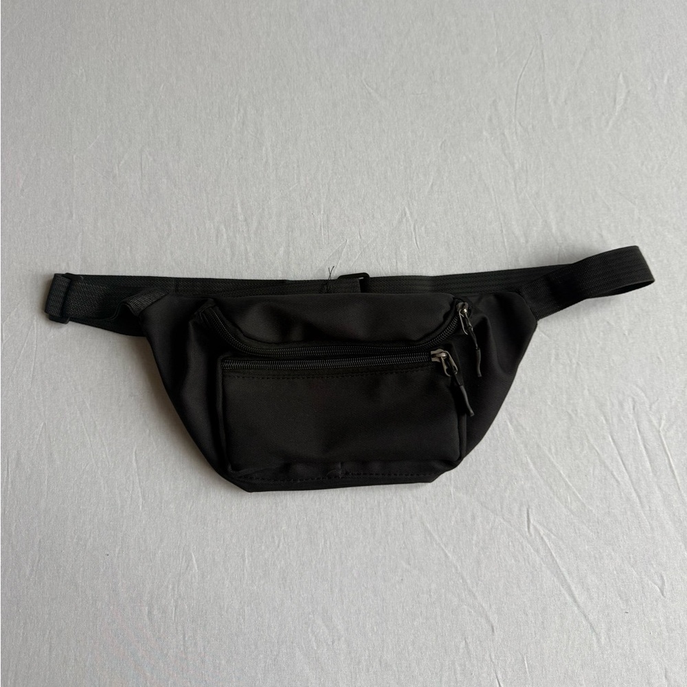 Black Two Pocket Fanny Pack Hip/Crossbody Bag